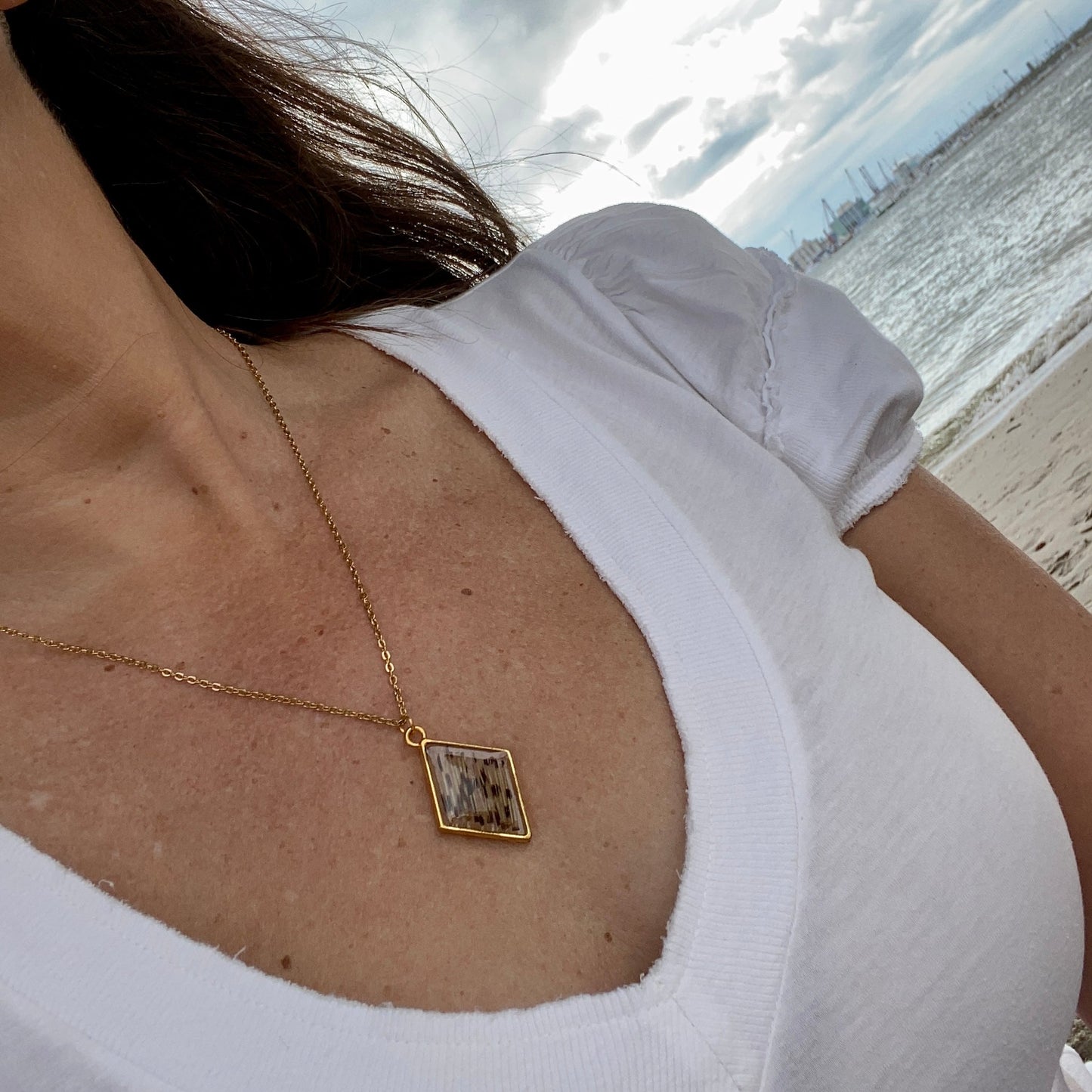 Lionfish Diamond Rhombus Bezel Necklace