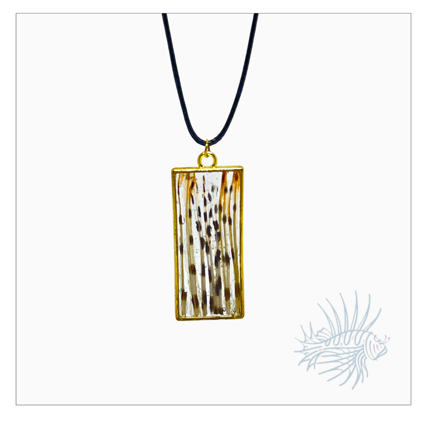 Lionfish Long Rectangle Bezel Necklace