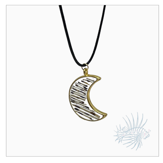 Lionfish Crescent Moon Bezel Necklace