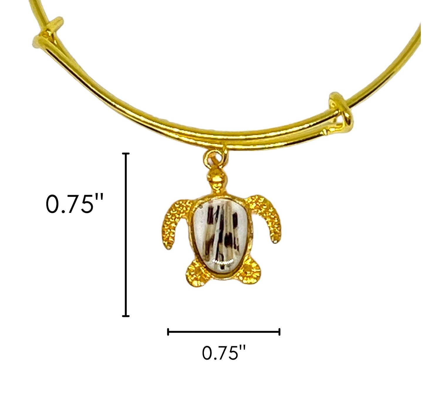 Lionfish Sea Turtle Bezel Charm Bangle Bracelet