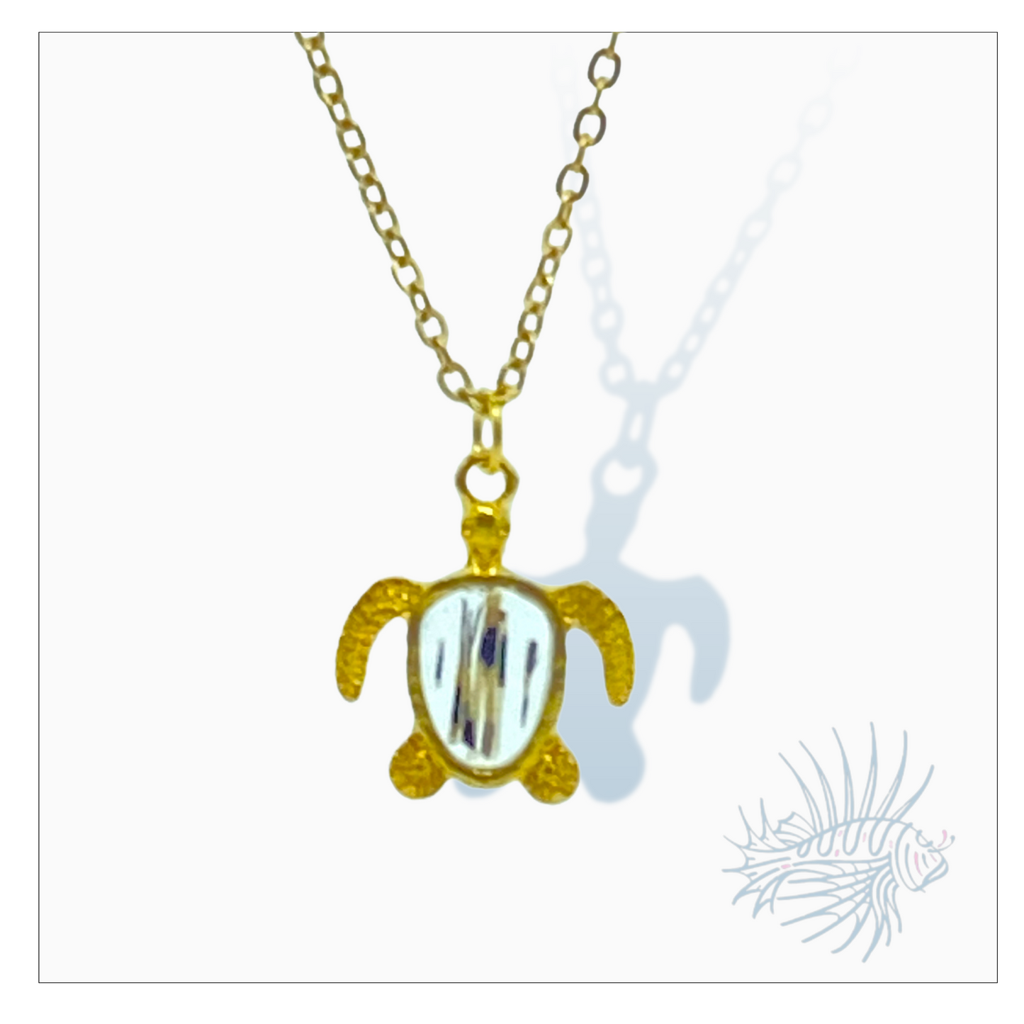 Lionfish Sea Turtle Pendant Gold