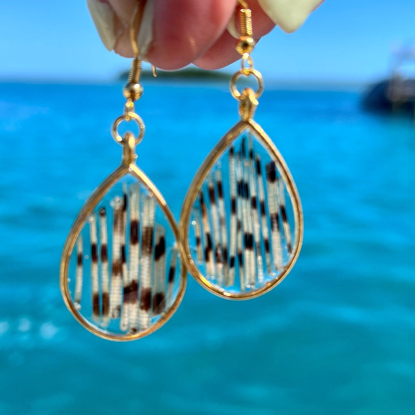 Lionfish Teardrop Bezel Earrings