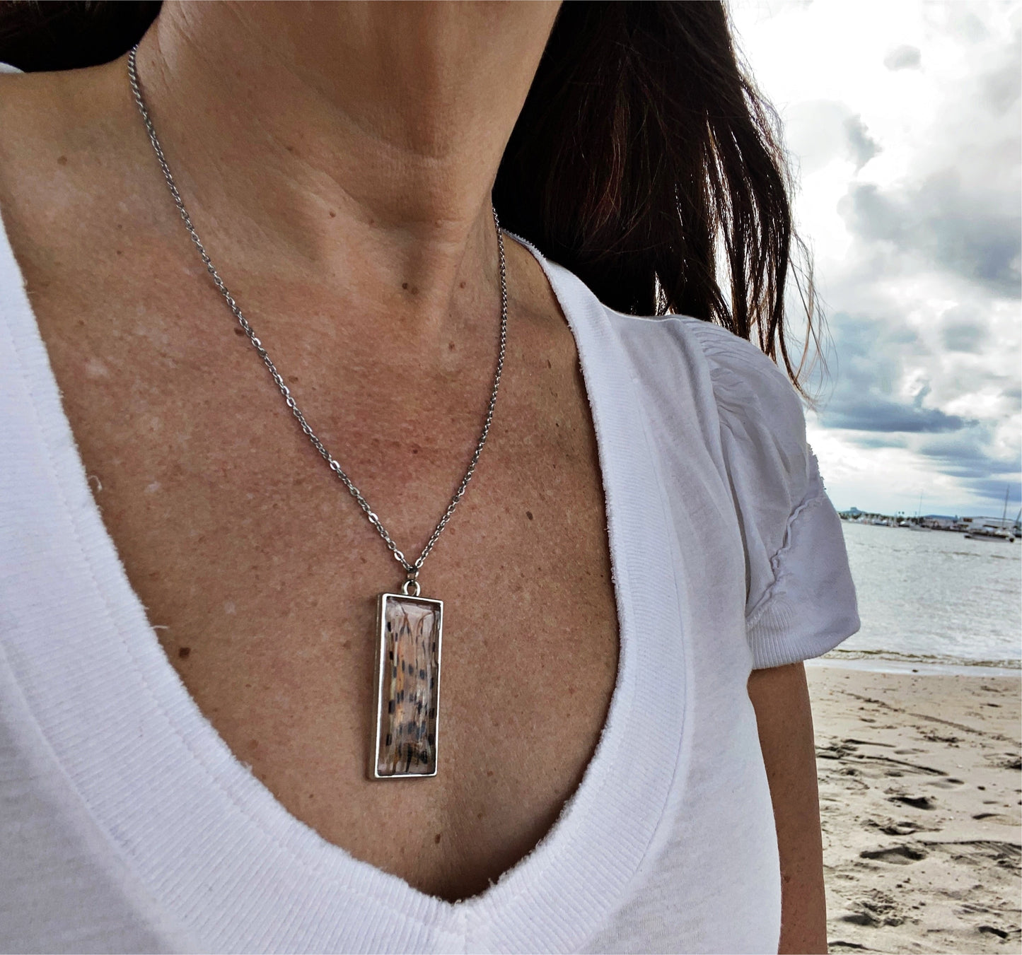 Lionfish Long Rectangle Bezel Necklace